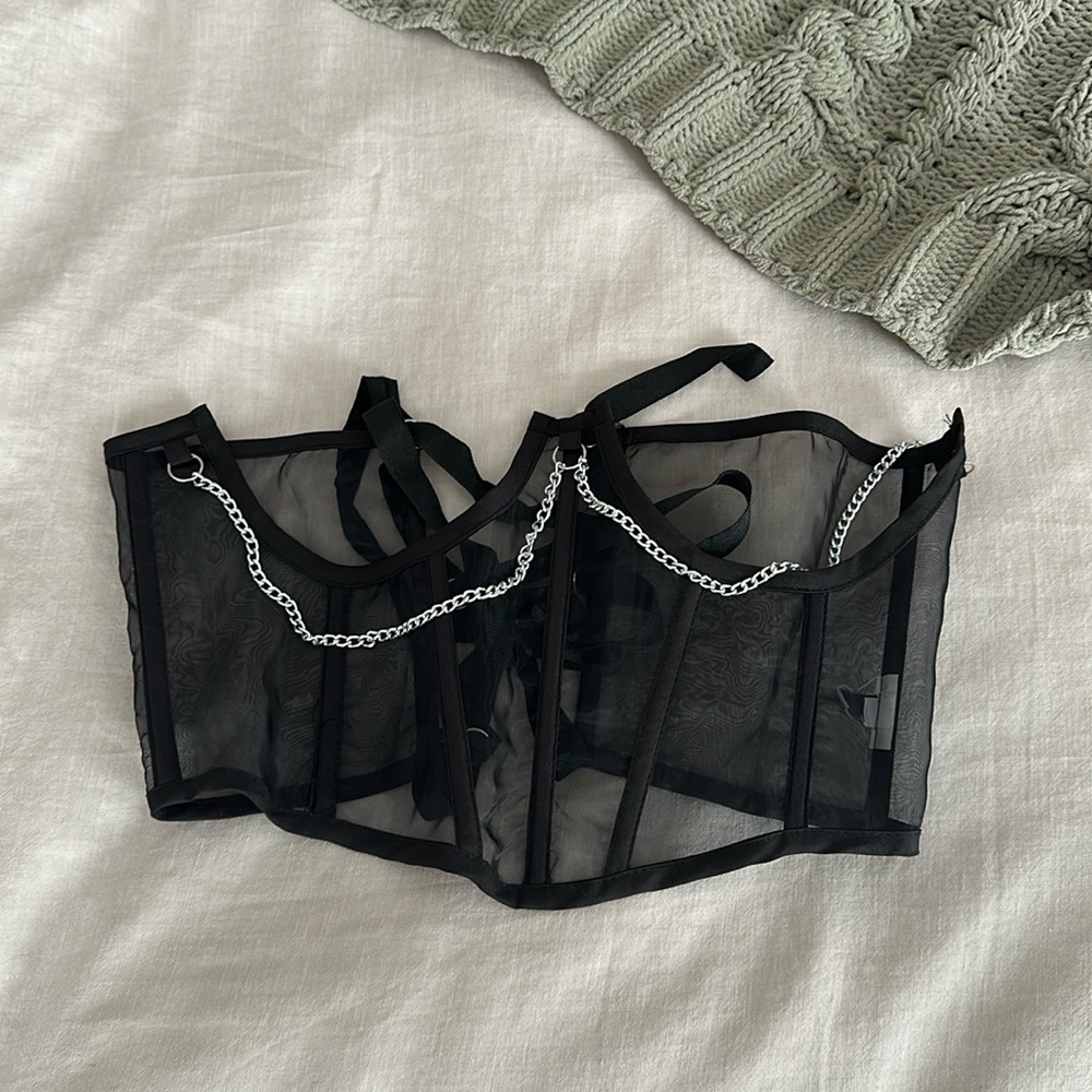 Black mesh corset top